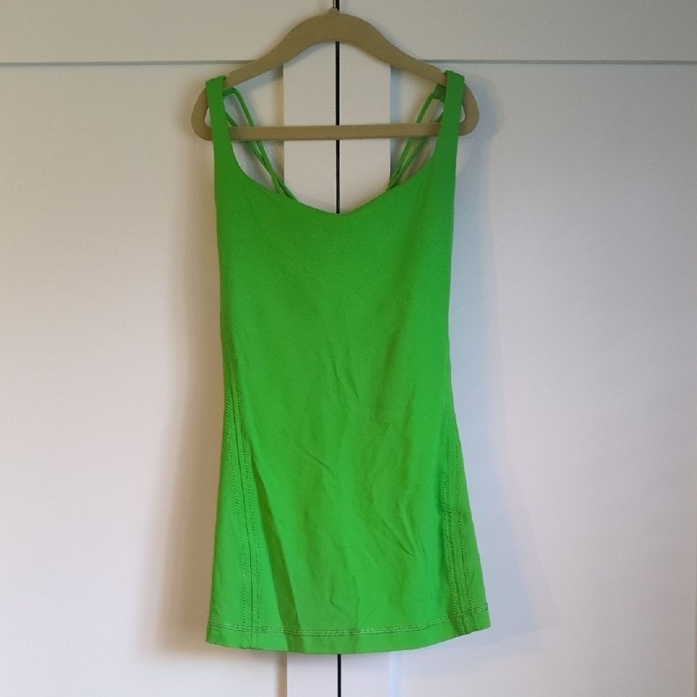 lululemon Free To Be Tank Size 6 Bright Green Crisscross Back Yoga Top